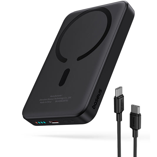 Zunanja baterija Wireless Baseus Magnetic Mini, 10000mAh, 20W, PD + FQI, 1 x QI - 1 x USB-C, Črna P10059001113-00