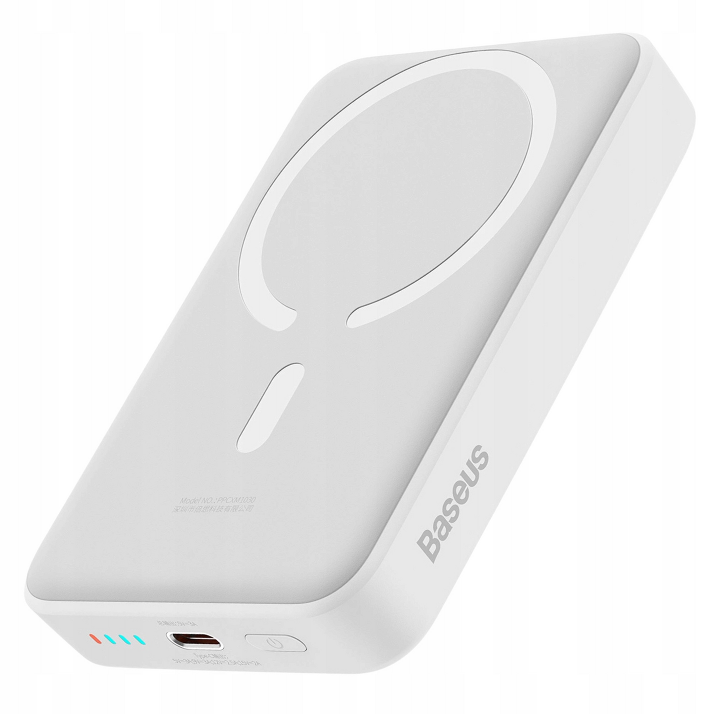 Zunanja brezžična baterija Baseus Magnetic Mini, 10000mAh, 30W, PD + FQI, 1 x QI - 1 x USB-C, Bela PPCX110202