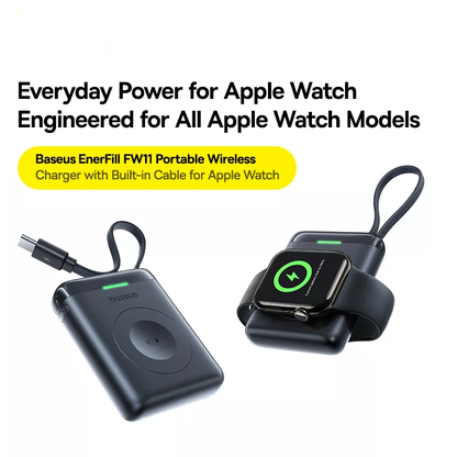Brezžična zunanja baterija Baseus EnerFill FW11 za Apple Watch Series, 1640mAh, 5W, 1 x QI, črna E0205301