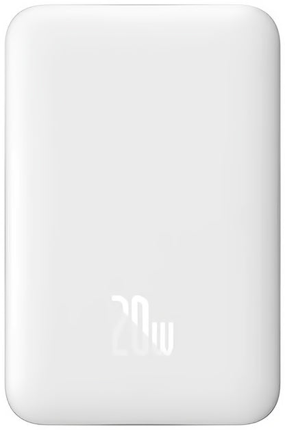Zunanja baterija Baseus Magnetic Mini, brezžična, 10000mAh, 20W, PD + FQI, 1 x QI - 1 x USB-C, bela PPCX07002