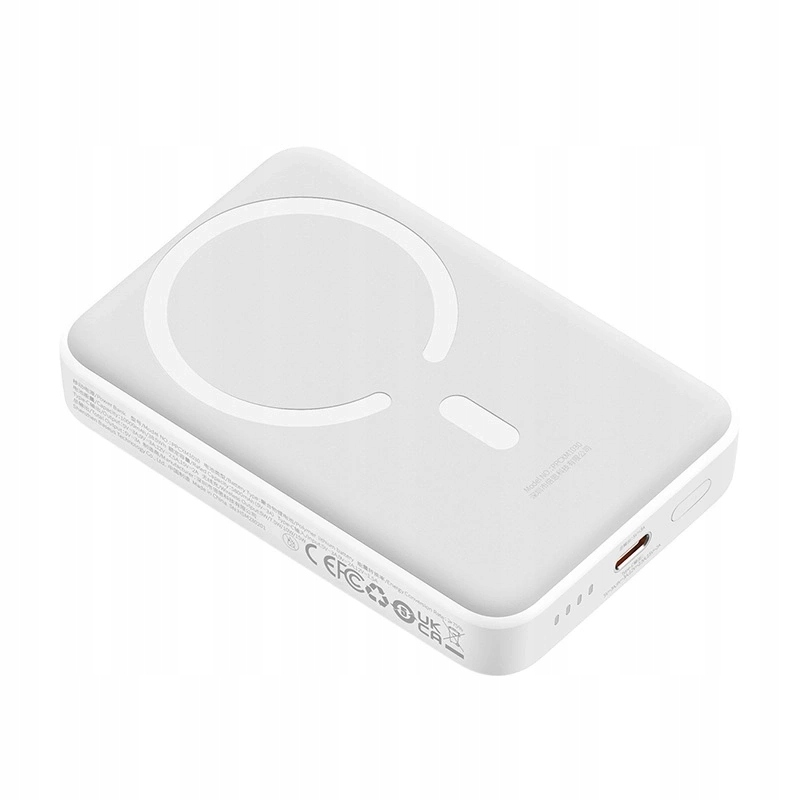 Zunanja brezžična baterija Baseus Magnetic Mini, 10000mAh, 30W, PD + FQI, 1 x QI - 1 x USB-C, Bela PPCX110202