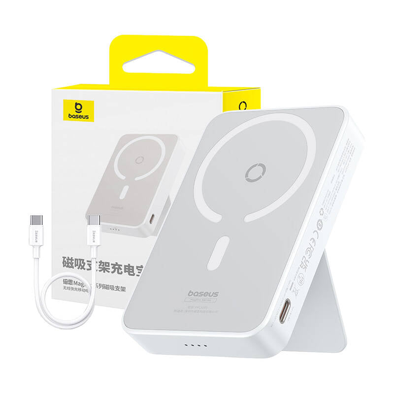 Zunanja baterija Wireless Baseus MagPro PPCXZ05, 5000mAh, 20W, PD + FQI, 1 x QI - 1 x USB-C, Bela P10064101223-00
