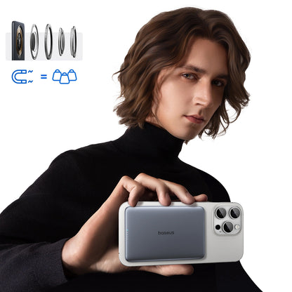 Zunanja brezžična baterija Baseus PicoGo AM41, 5000mAh, 20W, PD + FQI, 1 x QI - 1 x USB-C, siva P1007680C813-00