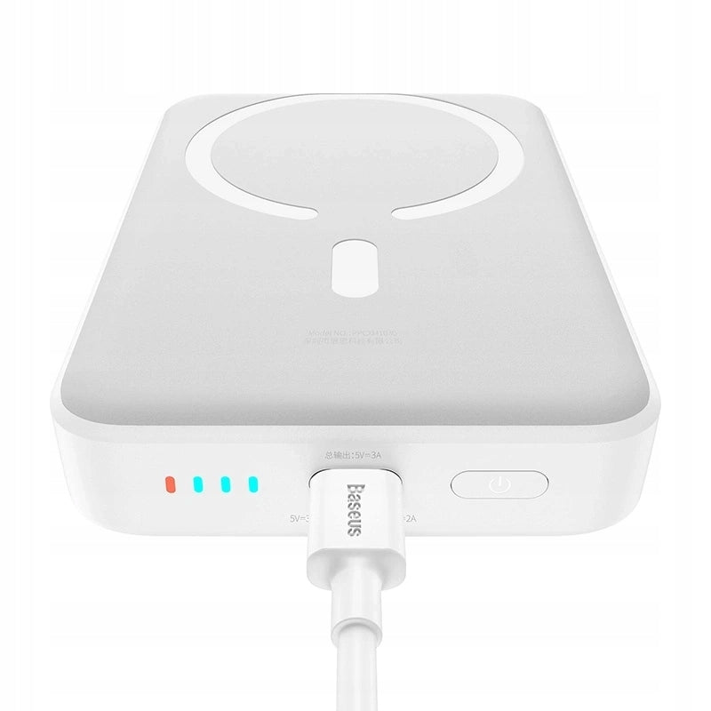 Zunanja brezžična baterija Baseus Magnetic Mini, 10000mAh, 30W, PD + FQI, 1 x QI - 1 x USB-C, Bela PPCX110202