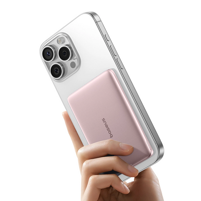 Zunanja baterija Baseus PicoGo AM41, 5000mAh, 20W, PD + FQI, 1 x QI - 1 x USB-C, Roza
