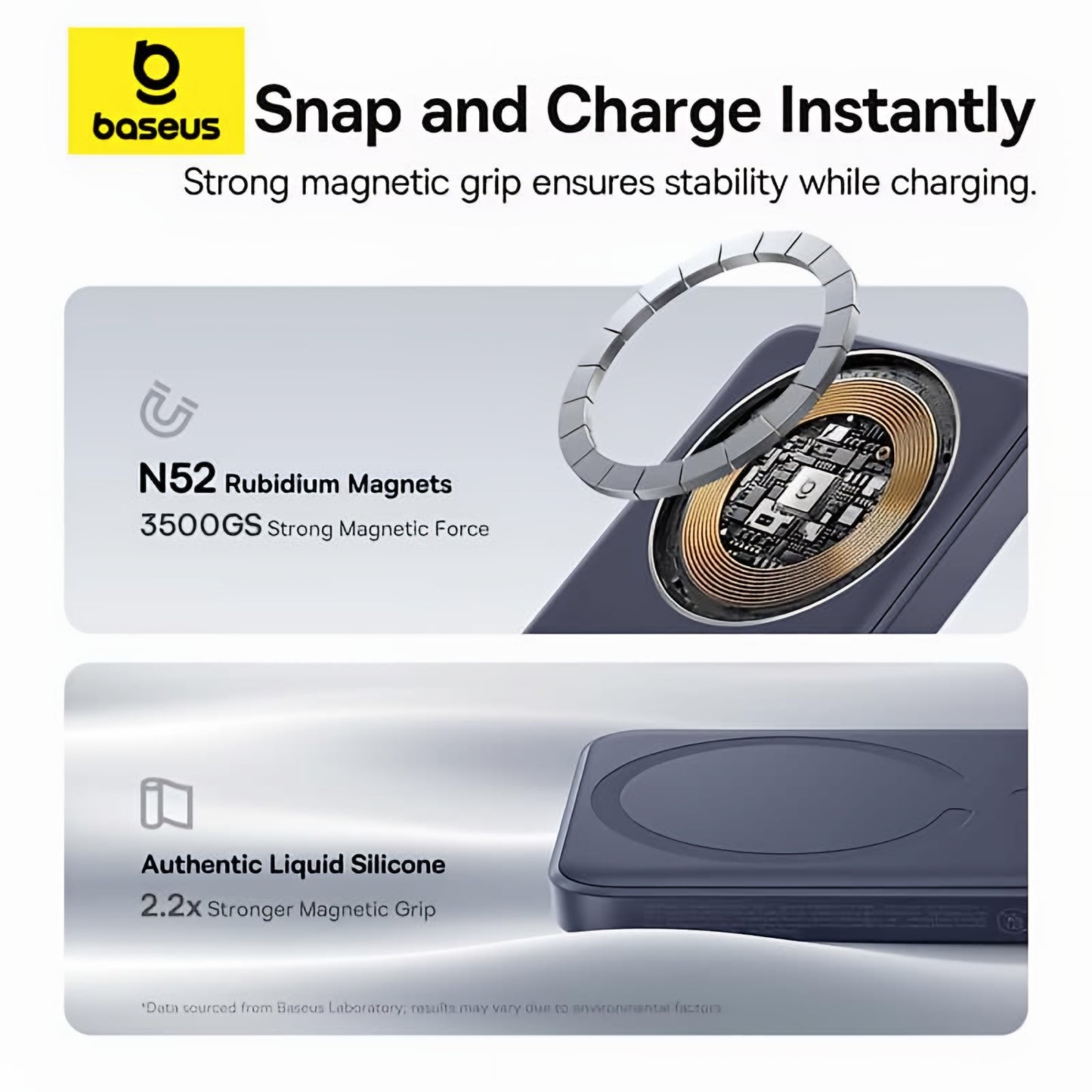 Zunanja baterija Baseus EnerFill FM11 Ultra-Mini, 10000mAh, 22.5W, PD + FQI, 1 x QI - 1 x USB-C, Siva E0026602