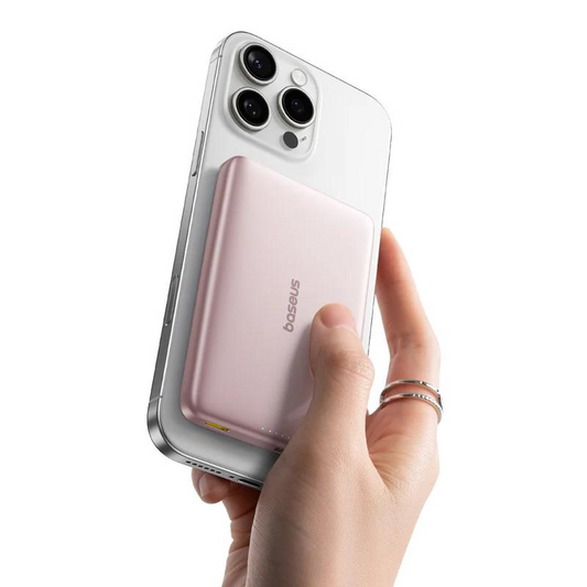 Zunanja brezžična baterija Baseus PicoGo AM41, 10000mAh, 27W, PD + FQI, 1 x QI - 1 x USB-C, Roza E0027202
