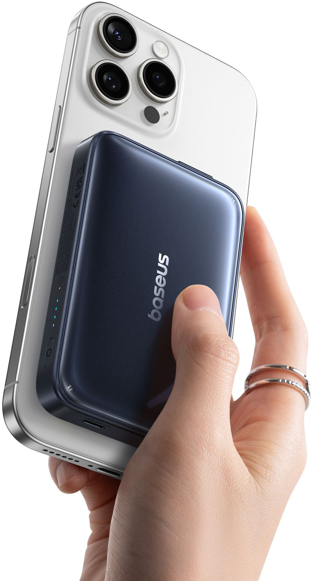 Brezžična zunanja baterija Baseus PicoGo AM61, 10000mAh, 45W, PD + FQI, 1 x QI - 2 x USB-C, Črna E0028V00