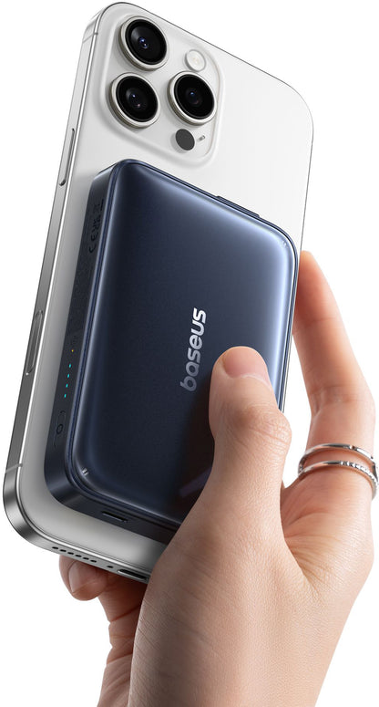 Brezžična zunanja baterija Baseus PicoGo AM61, 10000mAh, 45W, PD + FQI, 1 x QI - 2 x USB-C, Črna E0028V00