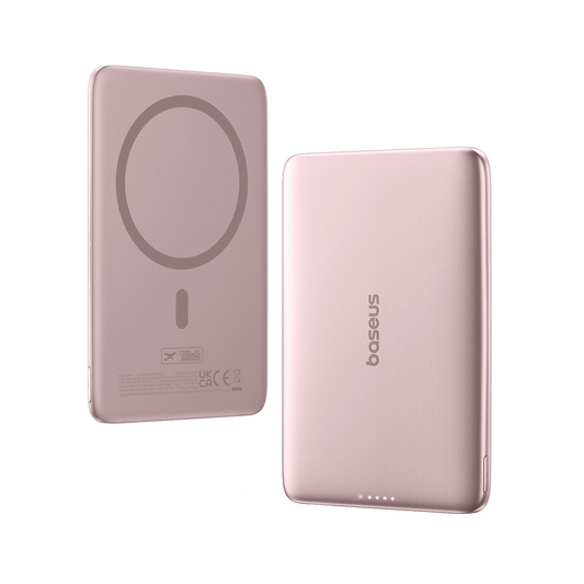 Zunanja baterija Baseus PicoGo AM41, 5000mAh, 20W, PD + FQI, 1 x QI - 1 x USB-C, Roza