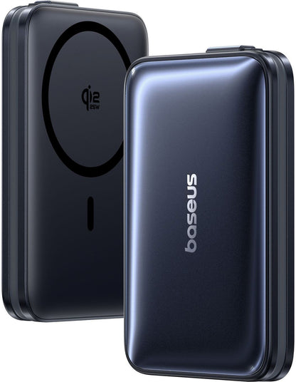 Brezžična zunanja baterija Baseus PicoGo AM61, 10000mAh, 45W, PD + FQI, 1 x QI - 2 x USB-C, Črna E0028V00