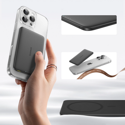 Zunanja brezžična baterija Baseus PicoGo AM41, 5000mAh, 20W, PD + FQI, 1 x QI - 1 x USB-C, črna