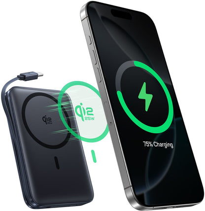 Brezžična zunanja baterija Baseus PicoGo AM61, 10000mAh, 45W, PD + FQI, 1 x QI - 2 x USB-C, Črna E0028V00