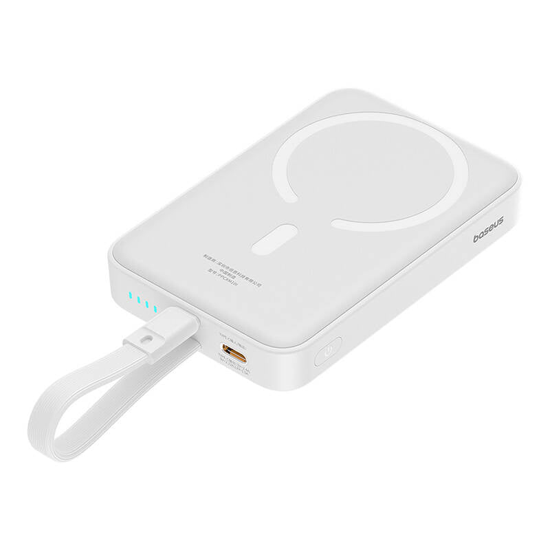 Zunanja baterija Baseus Magnetic Mini, brezžična, 10000mAh, 20W, PD + FQI, 1 x Lightning - 1 x QI - 1 x USB-C, bela P10022109223-00