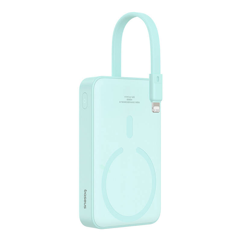 Zunanja baterija Wireless Baseus Magnetic Mini, 10000mAh, 20W, PD + FQI, 1 x Lightning - 1 x QI - 1 x USB-C, zelena P10022109333-00