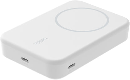 Brezžična zunanja baterija Belkin BoostCharge Pro s stojalom, 10000mAh, 15W, FQI, 1 x QI - 1 x USB-C, bela BPD008btWH