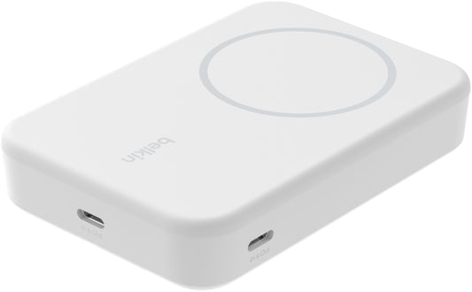 Brezžična zunanja baterija Belkin BoostCharge Pro s stojalom, 10000mAh, 15W, FQI, 1 x QI - 1 x USB-C, bela BPD008btWH