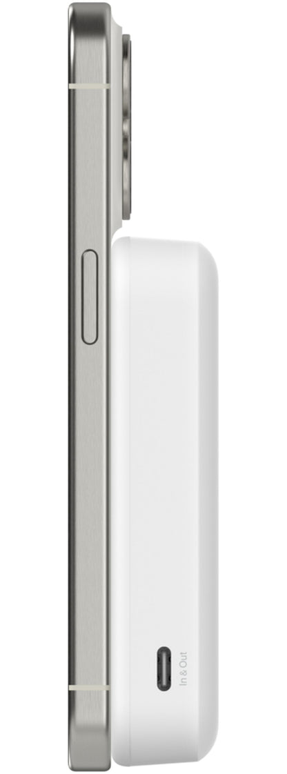 Brezžična zunanja baterija Belkin BoostCharge Pro s stojalom, 10000mAh, 15W, FQI, 1 x QI - 1 x USB-C, bela BPD008btWH