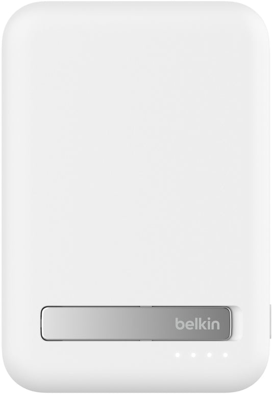 Brezžična zunanja baterija Belkin BoostCharge Pro s stojalom, 8000mAh, 15W, FQI, 1 x QI - 1 x USB-C, bela BPD007btWH