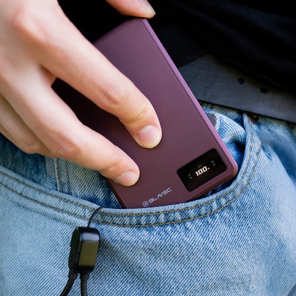 Brezžična zunanja baterija Blavec BJ-03 Slim, 10000 mAh, 22,5 W, PD + FQI, 1 × QI – 1 × USB-C, vijolična
