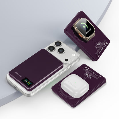 Brezžična zunanja baterija Blavec BJ-03 Slim, 10000 mAh, 22,5 W, PD + FQI, 1 × QI – 1 × USB-C, vijolična