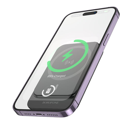 Zunanja baterija Wireless Borofone BJ63 Nimble, 5000mAh, 20W, PD + FQI, 1 x QI - 1 x USB-C, črna