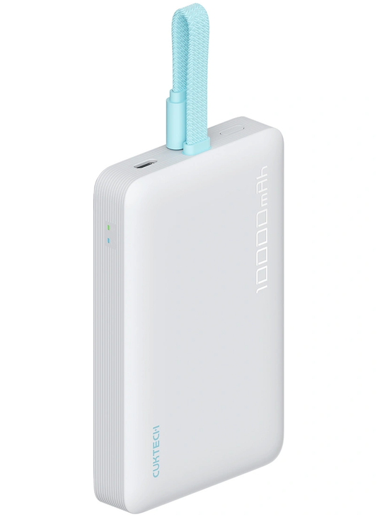 Brezžična zunanja baterija Cuktech CP132ML, 10000mAh, 22,5W, PD + QI, 2 x USB-C, Bela