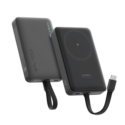 Brezžična zunanja baterija Cuktech WPB100L, 10000mAh, 22,5W, PD + FQI, 1 x QI - 2 x USB-C, črna CKWPB100LGLBK