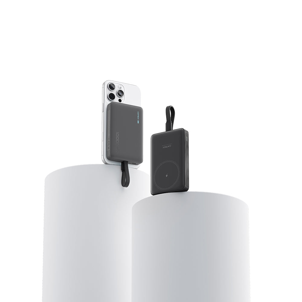 Brezžična zunanja baterija Cuktech WPB100L, 10000mAh, 22,5W, PD + FQI, 1 x QI - 2 x USB-C, črna CKWPB100LGLBK