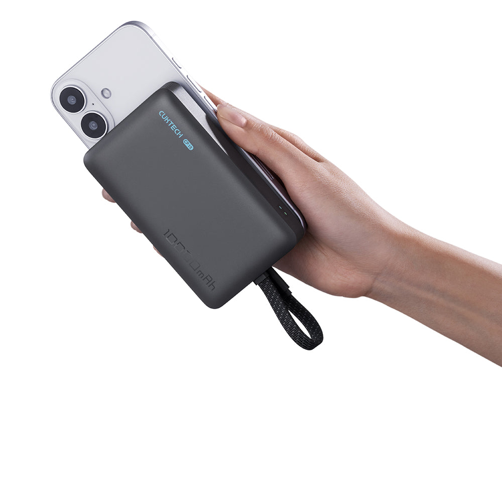 Brezžična zunanja baterija Cuktech WPB100L, 10000mAh, 22,5W, PD + FQI, 1 x QI - 2 x USB-C, črna CKWPB100LGLBK