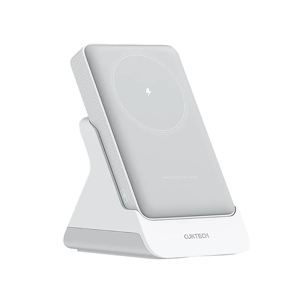 Brezžična zunanja baterija Cuktech WPB100N, 10000mAh, 20W, PD + FQI, 1 x QI - 1 x USB-C, bela CKWPB100NGLGR