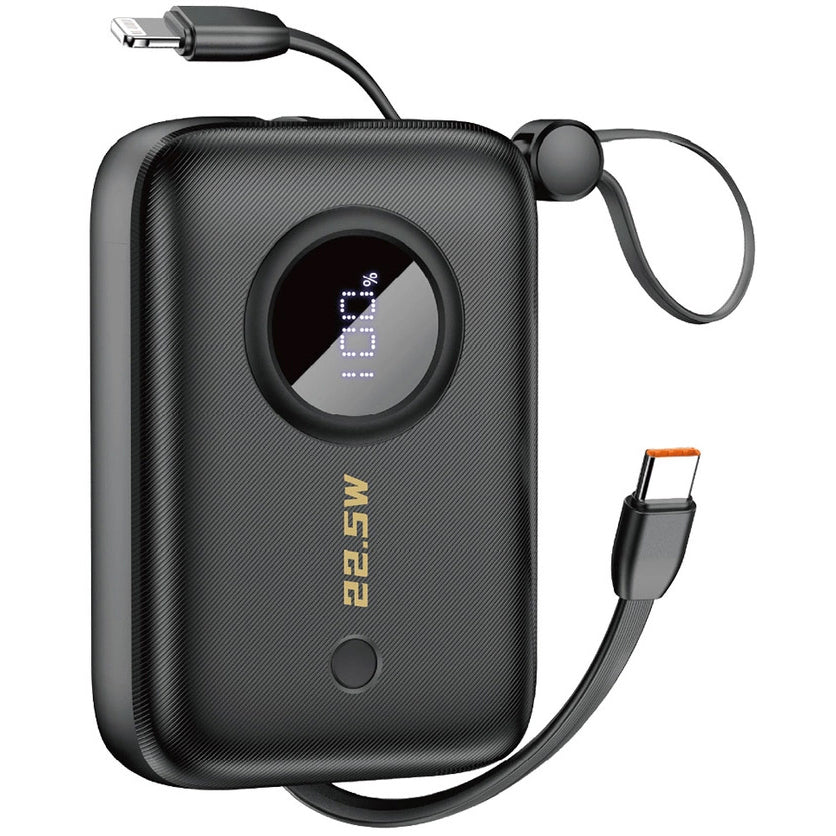 Zunanja baterija Dudao K14, 10000mAh, 22.5W, QC + PD, 1 x Lightning - 1 x USB-A - 2 x USB-C, Črna