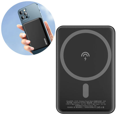 Zunanja baterija brezžična Dudao K14S, 5000mAh, 10W, PD + QI, 1 x QI - 1 x USB-C, črna