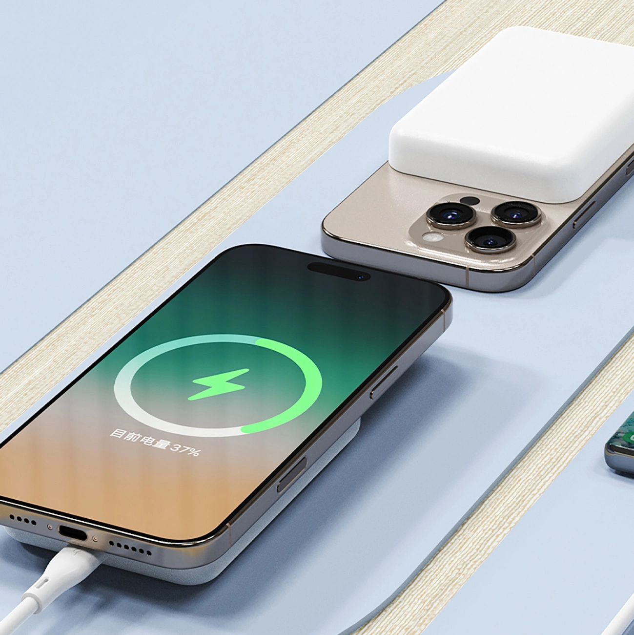Dudao K26s External Wireless Battery, 5000mAh, 20W, PD + FQI, 1 x QI - 1 x USB-C, White