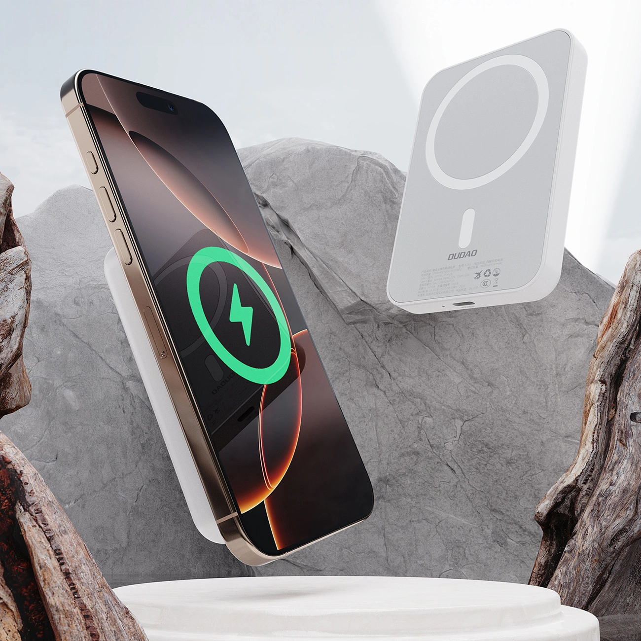 Zunanja baterija Wireless Dudao K26, 10000mAh, 20W, PD + FQI, 1 x QI - 1 x USB-C, Bela