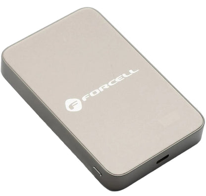Zunanja baterija Wireless Forcell F5K8, 5000mAh, 15W, PD + FQI, 1 x QI - 1 x USB-C, Zlata