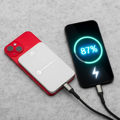 Zunanja baterija Wireless Forcell F5K8, 5000mAh, 15W, PD + FQI, 1 x QI - 1 x USB-C, Bela