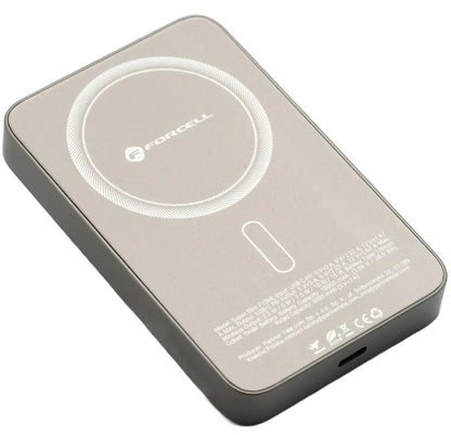 Zunanja baterija Wireless Forcell F5K8, 5000mAh, 15W, PD + FQI, 1 x QI - 1 x USB-C, Zlata
