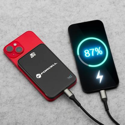 Zunanja baterija Wireless Forcell F5K8, 5000mAh, 15W, PD + FQI, 1 x QI - 1 x USB-C, črna