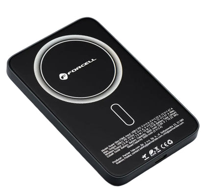 Zunanja baterija Wireless Forcell F5K8, 5000mAh, 15W, PD + FQI, 1 x QI - 1 x USB-C, črna