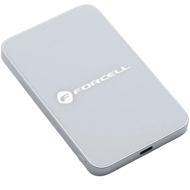 Zunanja baterija Wireless Forcell F5K8, 5000mAh, 15W, PD + FQI, 1 x QI - 1 x USB-C, Bela