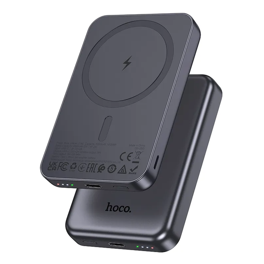 Brezžična zunanja baterija HOCO J160, 5000mAh, 10W, 1 x QI - 1 x USB-C, Siva