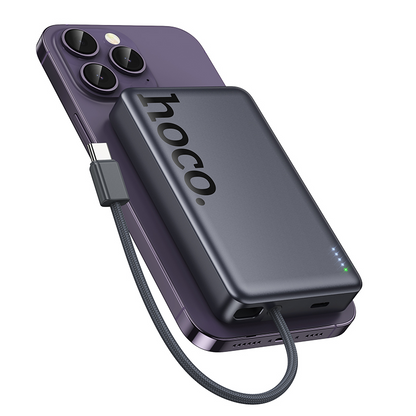 Brezžična zunanja baterija HOCO Q44, 10000mAh, 20W, PD + FQI, 1 x QI - 2 x USB-C, Siva