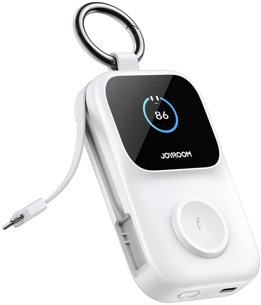 Brezžična zunanja baterija Joyroom JR-W19, 5000mAh, 20W, QC + PD, 1 x Lightning - 1 x QI - 2 x USB-C, Bela