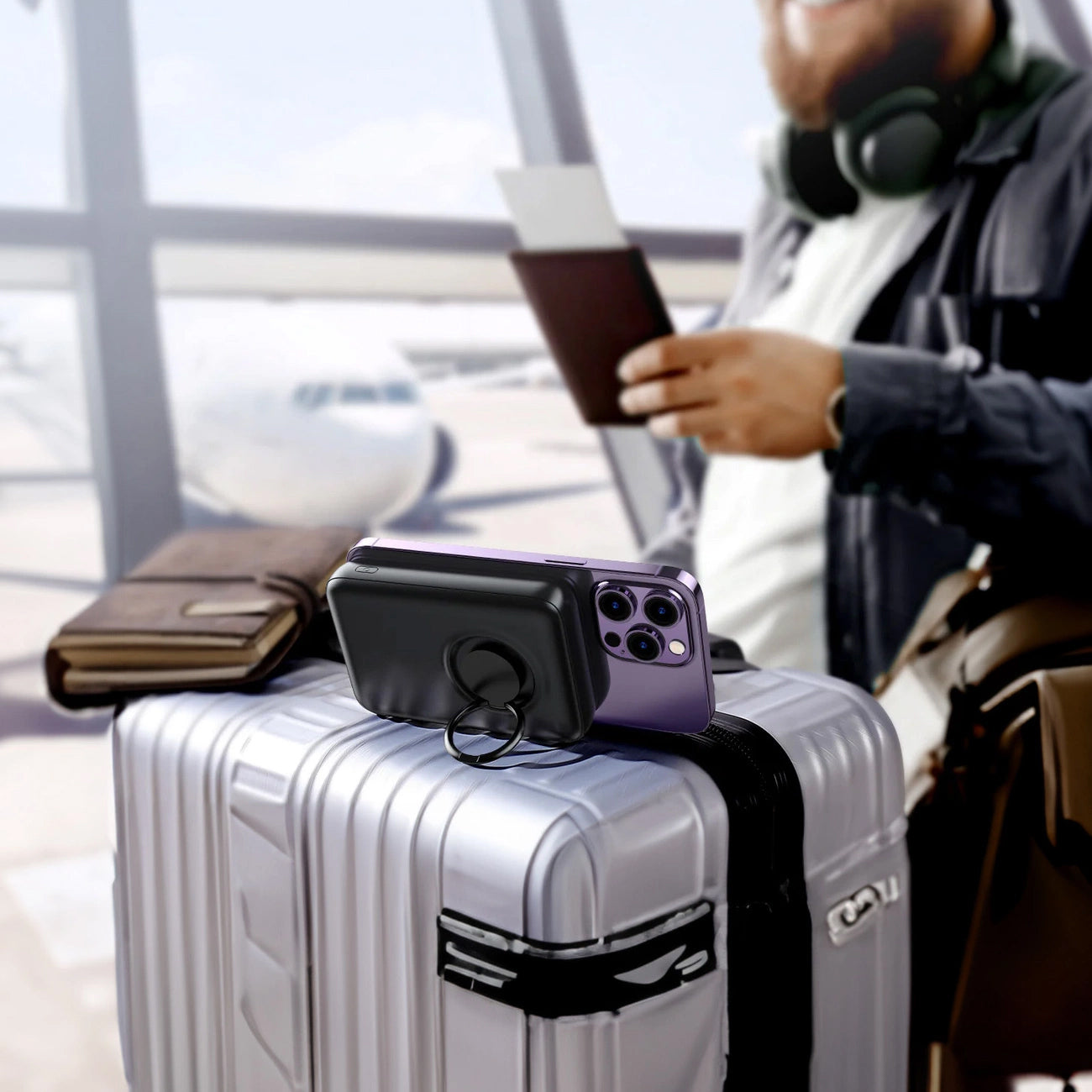 Zunanja baterija Joyroom JR-W050, 10000mAh, 20W, QC + PD + FQI, 1 x QI - 1 x USB-A - 1 x USB-C, Črna