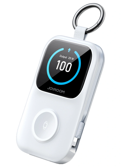 Joyroom JR-W19 Wireless External Battery, 5000mAh, 20W, QC + PD, 1 x Lightning - 1 x QI - 2 x USB-C, White