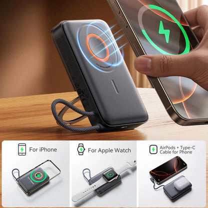 Zunanja baterija Joyroom JR-PBM02, 10000mAh, 22.5W, PD + FQI, 1 x QI - 2 x USB-C, črna
