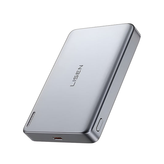 Brezžična zunanja baterija Lisen L601 Pro, 10000mAh, 27W, PD + FQI, 1 x QI - 1 x USB-C, Siva YL0325100009