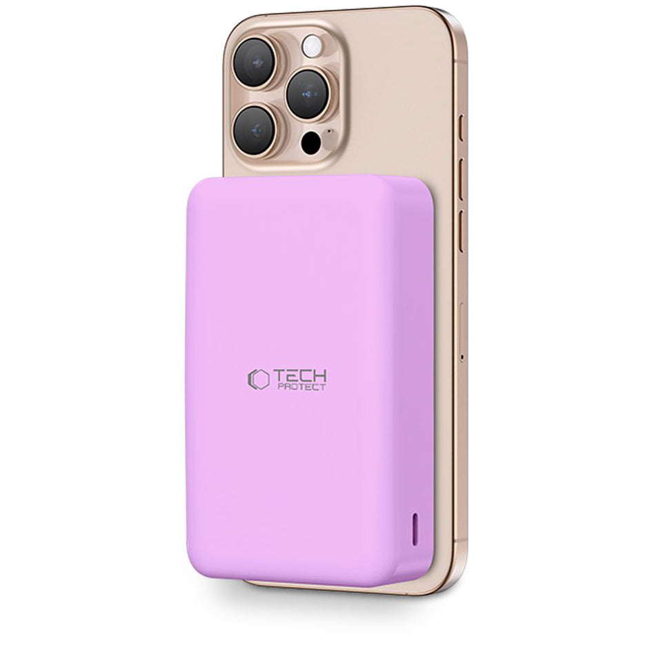 Tech-Protect PB12 LifeMag brezžična zunanja baterija, 20000 mAh, 20 W, QC + PD + FQI, 1 x QI - 1 x USB-A - 1 x USB-C, vijolična