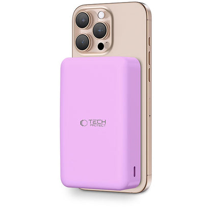 Tech-Protect PB12 LifeMag brezžična zunanja baterija, 20000 mAh, 20 W, QC + PD + FQI, 1 x QI - 1 x USB-A - 1 x USB-C, vijolična
